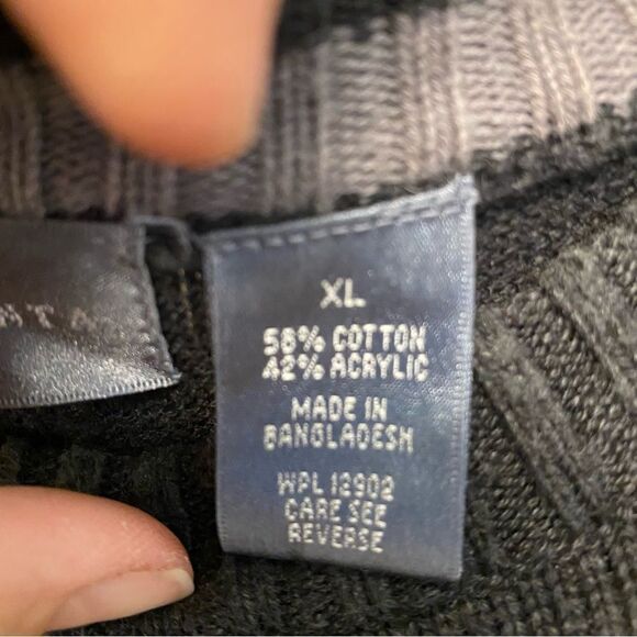 Oscar De La Renta Gray Color Block Crew Neck Long Sleeved Sweater Men's XL - Picture 6 of 9